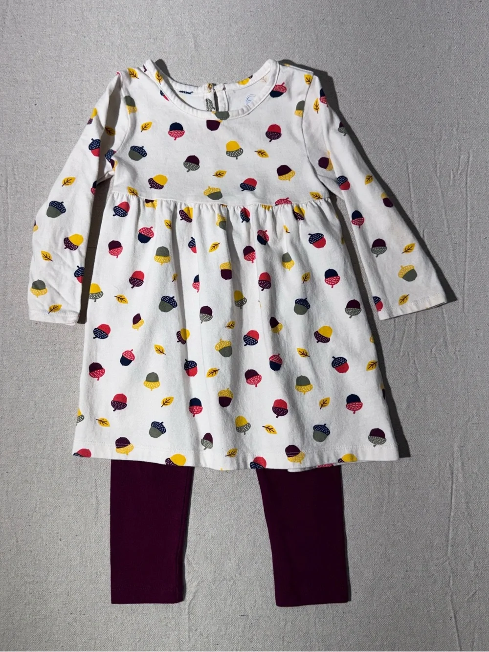 Wonder Nation Baby Girls' Acorn Print 2-Piece Fall Dress and Leggings Set